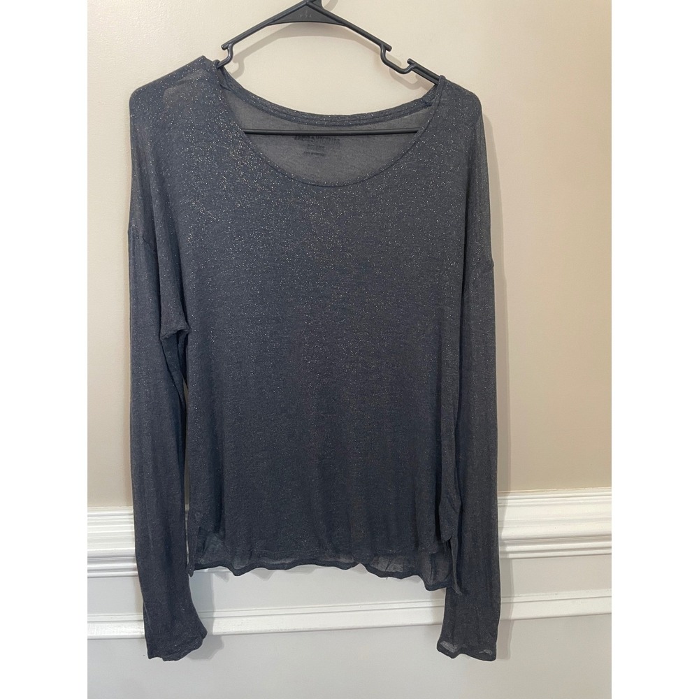 Zadig & Voltaire Deluxe Axy Metal Long Sleeve Sheer Metalic Top RARE Size S